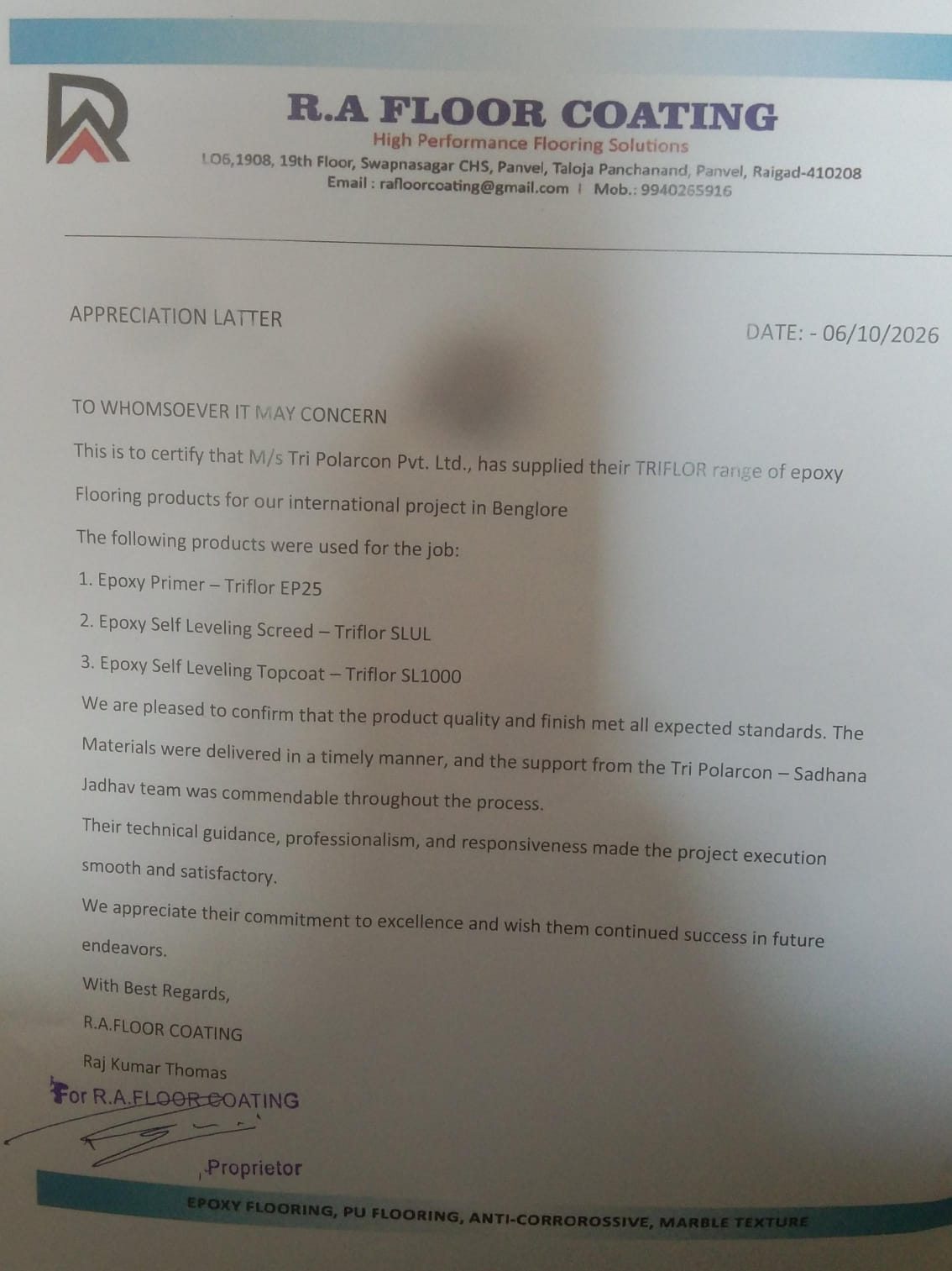 Appreciation Letter ab234