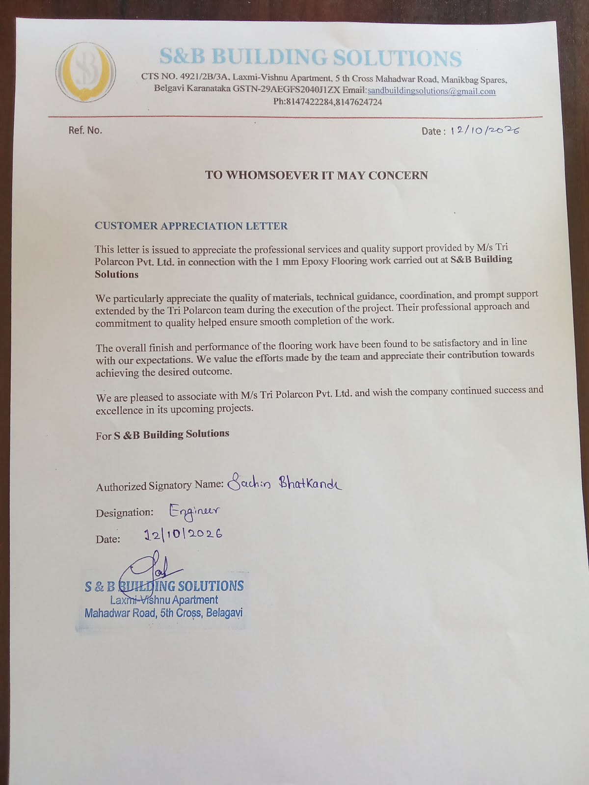 Appreciation Letter ab234